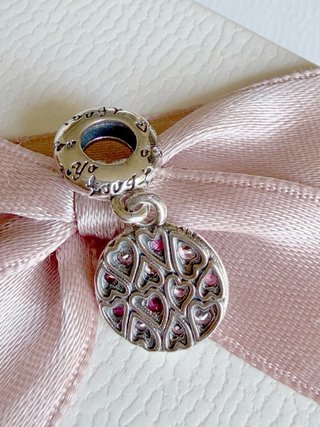 Pandora Charm Corazones Rosa Plata