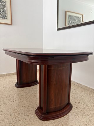 Conjunto comedor: mesa y 6 sillas madera