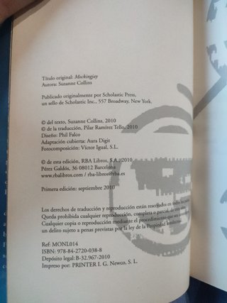 Sinsajo de Susanne Collins - Primera edición