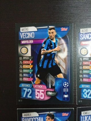 4 Cartas Inter Milan Topps Champions League 2019