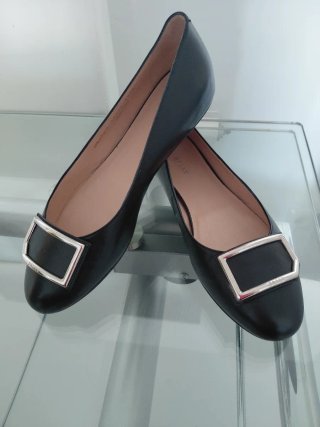 Bally Bailarinas Negras Hebilla Plateada