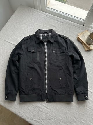 Chaqueta militar negra utilitaria Talla L
