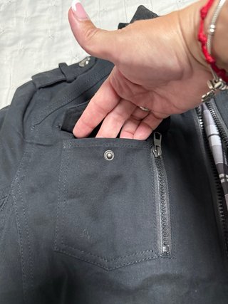 Chaqueta militar negra utilitaria Talla L