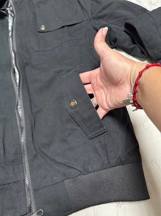 Chaqueta militar negra utilitaria Talla L
