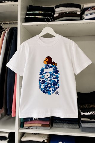 Camiseta BAPE Baby Milo camuflaje azul manga corta