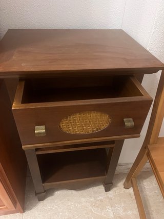 Cabecero de cama+somier+mes vintage madera tallada