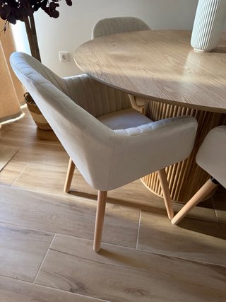 Juego 4 Sillas Comedor Terciopelo Crema
