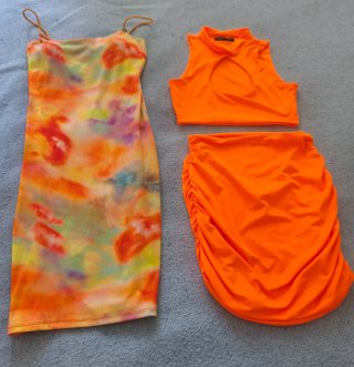 Lote Ropa Mujer: Vestido y Conjunto Naranja