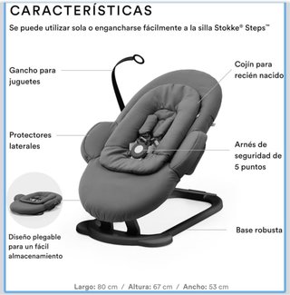 Hamaca Bebé Stokke Steps Bouncer Gris Nubes
