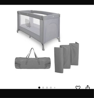 Cuna de viaje plegable gris
