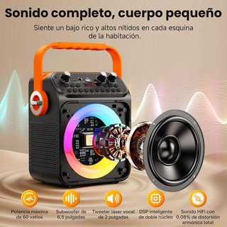 SIN ABRIR Karaoke con 2 Micrófonos Inalámbrico 60W