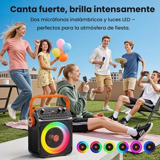 SIN ABRIR Karaoke con 2 Micrófonos Inalámbrico 60W