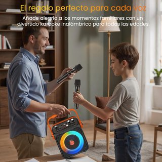 SIN ABRIR Karaoke con 2 Micrófonos Inalámbrico 60W
