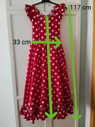 Traje Flamenca Rojo Lunares Talla 9-10