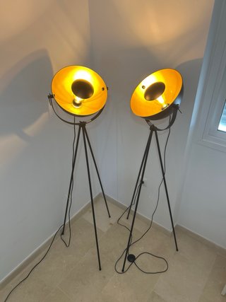 Lampada da terra vintage nera e dorata (2 unità)