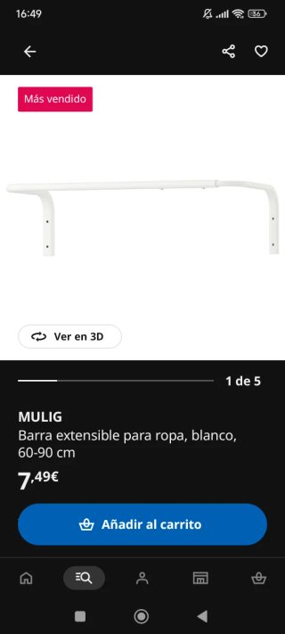 3 Percheros Extensibles Ikea Mulig Blancos