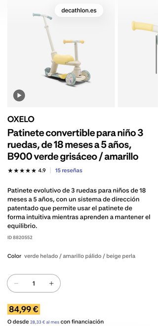 Patinete 3 ruedas convertible para niño