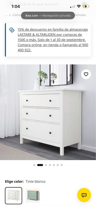 Cómoda Ikea Hemnes 3 cajones blanca