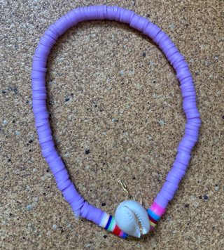 Tobillera Morada Lila con Palmera y Concha