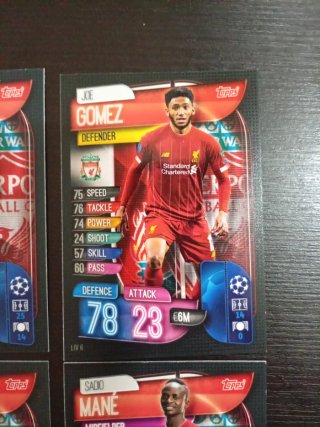 Lote 4 Cartas Topps Liverpool Champions 2019