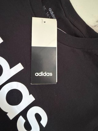 Camiseta Adidas Negra Logo Blanco Talla 15-16