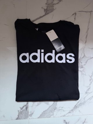 Camiseta Adidas Negra Logo Blanco Talla 15-16