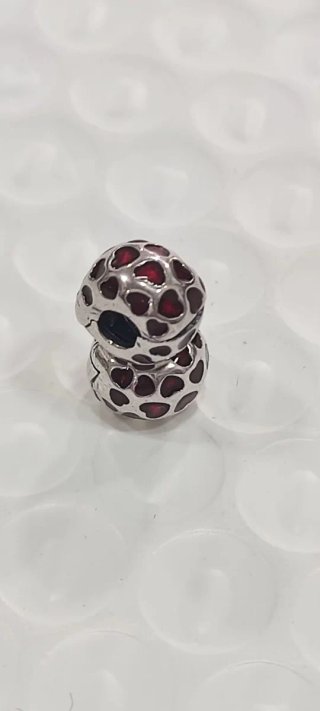2 Charms Pandora Corazones Rojos Plata