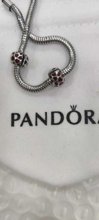 2 Charms Pandora Corazones Rojos Plata