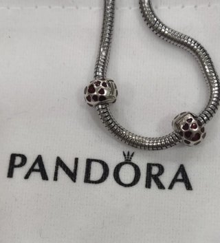 2 Charms Pandora Corazones Rojos Plata