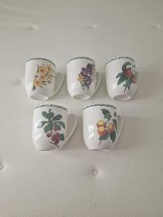 Juego 6 tazas vintage porcelana frutas