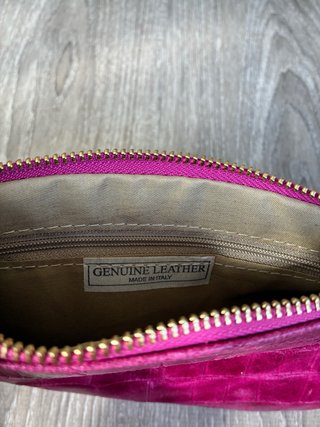 Bolso bandolera/clutch piel fucsia