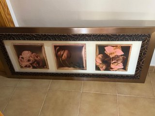 Cuadro de flores, marrón y rosa