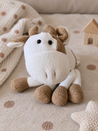 Peluche Vaca Tejido Blanco y Marrón