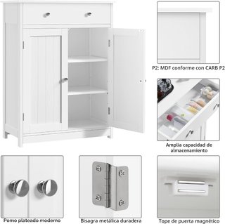 Armario bajo baño comedor 1 cajón 2 puertas blanco