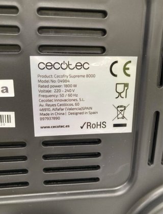 Cecofry Supreme 8000 Freidora Aire 8L