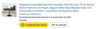 Mesa Comedor Redonda Extensible 100/140x40x75 cm