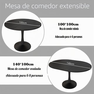 Mesa Comedor Redonda Extensible 100/140x40x75 cm