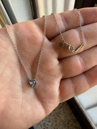 Collar Pandora Corazón Brillante Plata