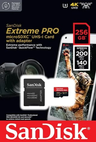 SanDisk Extreme PRO Micro SDXC 256 GB + Adaptador