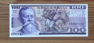 Billete mexico 100 pesos mexicanos 1981 SC