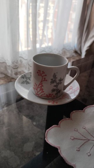 Set Tazas Café Porcelana Flores