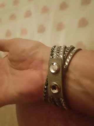 Pulsera Swarovski Negra y Plateada.Original