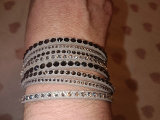 Pulsera Swarovski Negra y Plateada.Original