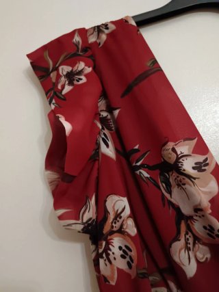 Vestito midi fantasia floreale bordeaux