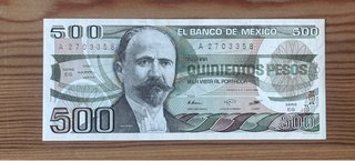 Billete México 500 pesos Mexicanos 19&4 SC