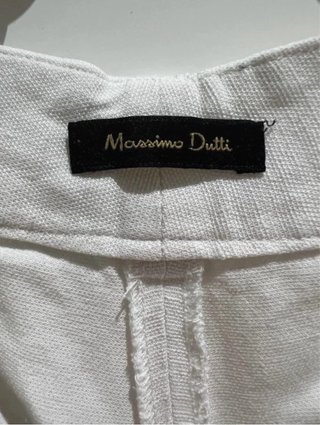 Pantalón Massimo Dutti Lino Blanco