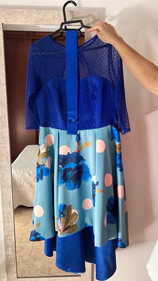 Vestido fiesta azul y rosa