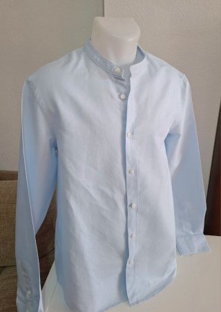 Camisa Zara cuello mao azul Talla M