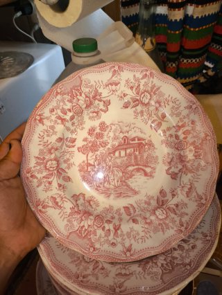 Plato Quadrifoglio estilo cartuja rosa 31 piezas