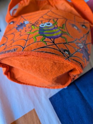 Bolsa fieltro Halloween esqueleto arañas